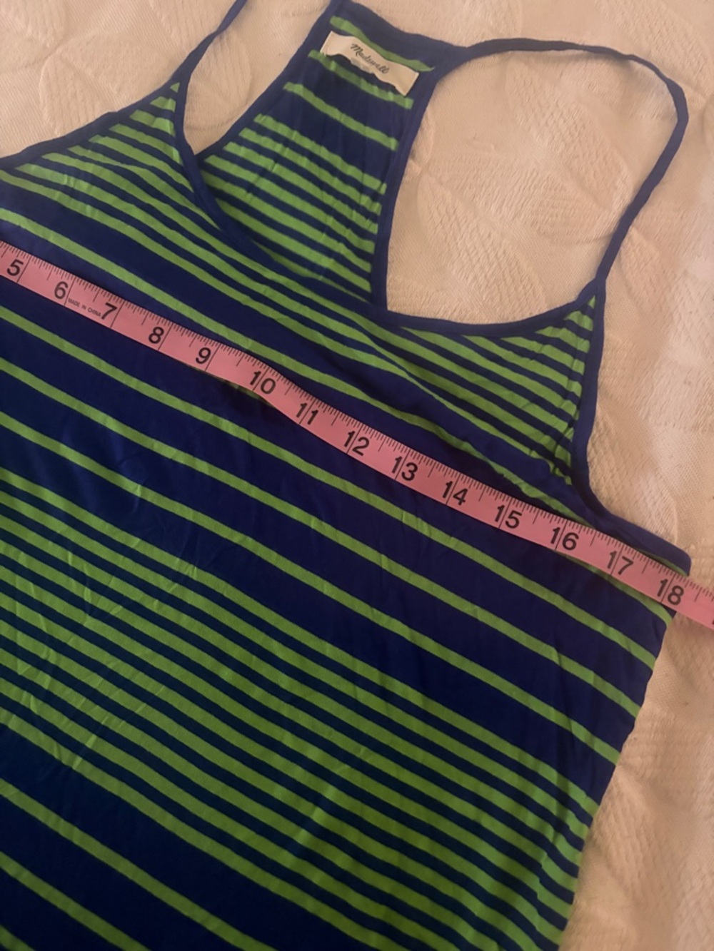 Madewell Blue & Green Striped women’s size L Racerback tank top. Vintage 2013. - Picture 6 of 6